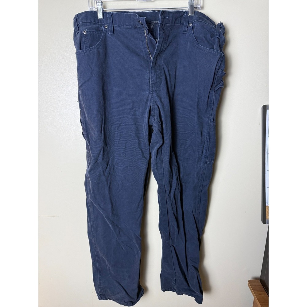 Dickies Cargo Straight Leg Jeans Mens 38x32 Navy Blue‎ Workwear Casual